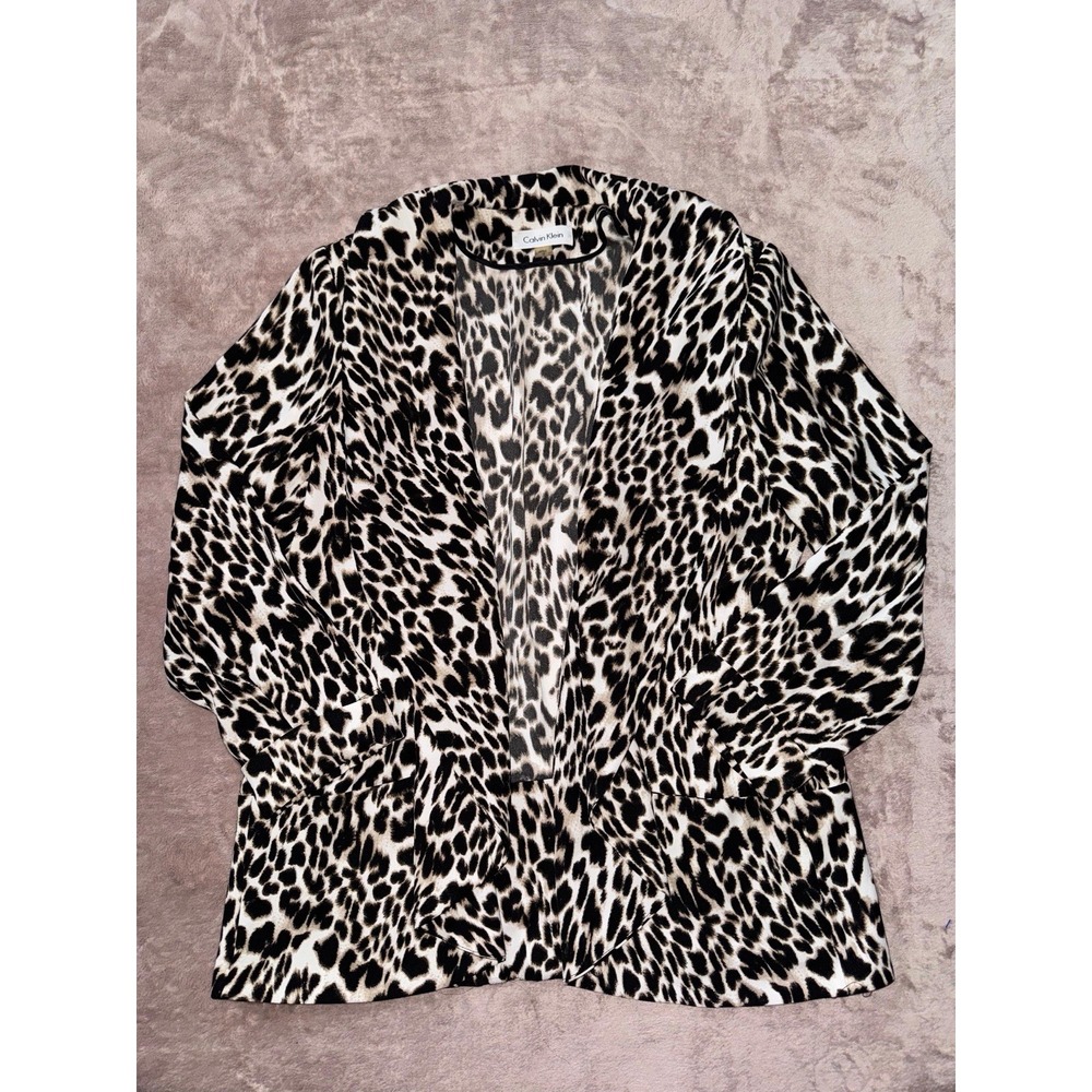 CALVIN KLEIN  Leopard Animal Print Open Front Jacket Size‎ 1X